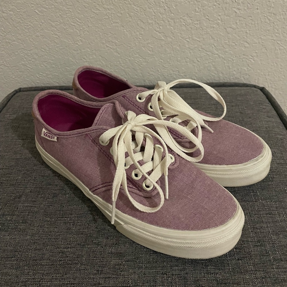 Vans Authentic Shoes - Purple With Brown Leather Accent - Size 6